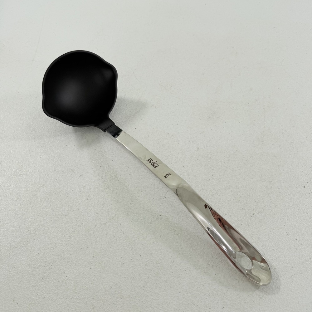 All Clad Ladle 6 oz Round Stainless Nonstick Dishwasher Safe Kitchen Utensil 15"